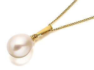 9ct Gold And Freshwater Pearl Pendant And Chain