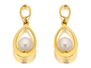 9ct Gold And Freshwater Pearl Teardrop Earrings