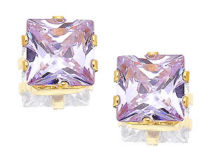 9ct gold and Lavender Cubic Zirconia Earrings