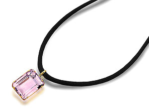 9ct Gold And Lilac Amethyst Pendant On Black
