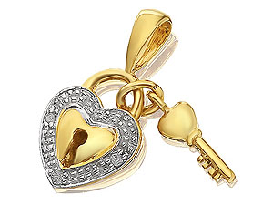 9ct gold and Pave Set Diamond Key To My Heart