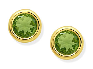 9ct Gold And Peridot Earrings 6mm - 070965