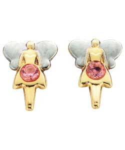 9ct Gold and Pink Cubic Zirconia Fairy Stud Earrings