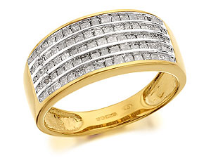 9ct Gold And Princess Cut Diamond Five Band Ring