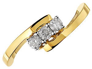 9ct gold and Trilogy Diamond Crossover Ring 045911-P