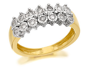 9ct Gold And Two Row Diamond Half Eternity Ring