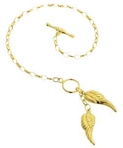 9ct gold Angel Wings Belcher T-Bar Bracelet