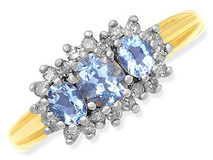 Aquamarine and Diamond Cluster Ring 048402-P