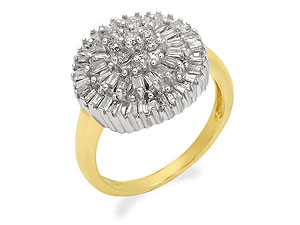 9ct gold Baguette and Round Diamond Cluster Ring 046035-K