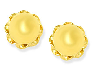 9ct Gold Ball And Rope Edge Earrings 5mm - 070116