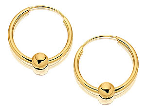 9ct gold Ball and Tube Hoop Earrings 072022