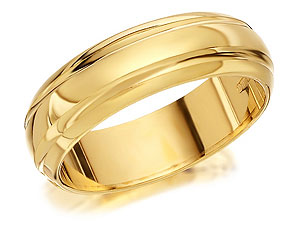9ct Gold Banded 6mm Grooms Wedding Ring 6mm -