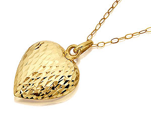 9ct gold Bark Effect Pattern Heart Pendant and