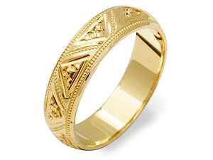 9ct gold Beaded Brides Wedding Ring 184397-J
