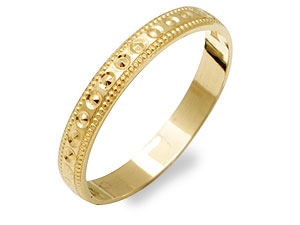9ct Gold Beaded Edge Brides Wedding Ring 3mm -