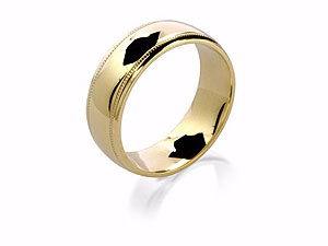 9ct gold Beaded Edge Grooms Wedding Ring 184226-R