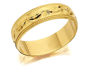 9ct Gold Beaded Garland Brides Wedding Ring 5mm