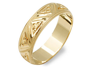 9ct gold Beaded Grooms Wedding Ring 184347-X