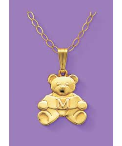 9ct gold Bear Initial M Pendant