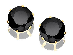 9ct Gold Black Cubic Zirconia Solitaire Earrings