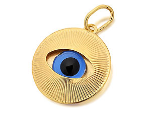 9ct Gold Blue Eye Amulet Charm 14mm - 073708