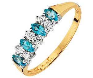 9ct Gold Blue Topaz and Cubic Zirconia Eternity
