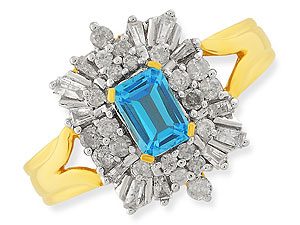 9ct gold Blue Topaz and Diamond Cluster Ring 048414-J