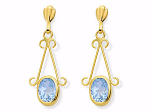 9ct Gold Blue Topaz Drop Earrings - 071517