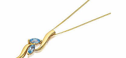 9ct Gold Blue Topaz Pendant And Chain - 188374