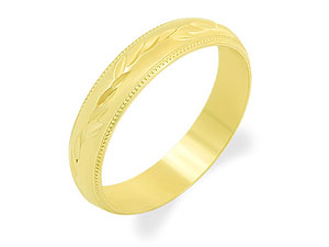 9ct gold Brides Leaf-Pattern Wedding Ring 184271-J