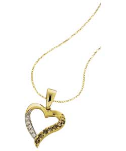 9ct gold Brown and White Diamond Heart Pendant