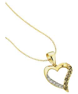 9ct gold Brown and White Treated Diamond Heart Pendant