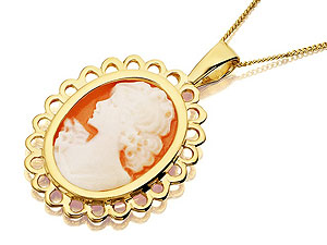 9ct Gold Cameo Pendant And Chain - 188354