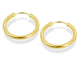 9ct Gold Capped Hoop Earrings 18mm - 072020