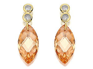 9ct gold Champagne and White Cubic Zirconia Drop
