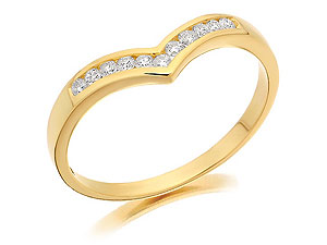 9ct Gold Channel Set Diamond Wishbone Ring