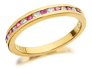 9ct Gold Channel Set Ruby And Diamond Half