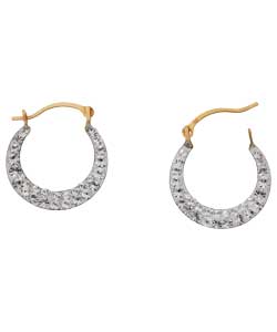 9ct Gold Childrens Crystal Creole Earrings