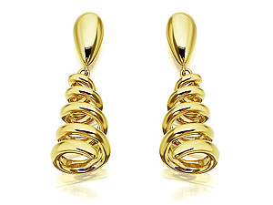 9ct gold Chunky Spiral Corkscrew Drop Earrings