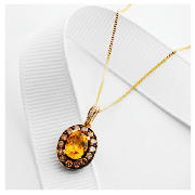 9ct Gold Citrine and 55pt Brown and White