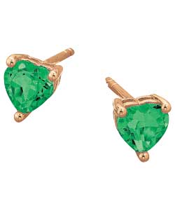 9ct gold Created Emerald May Birthstone Stud Earrings