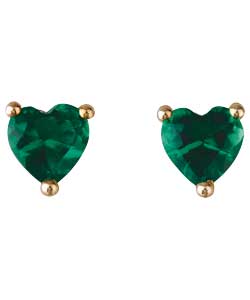 9ct Gold Created Emerald May Birthstone Stud