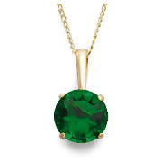 9ct Gold Created Emerald Pendant