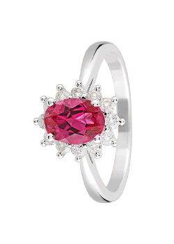 9ct Gold Created Ruby and Diamond Cluster Ring