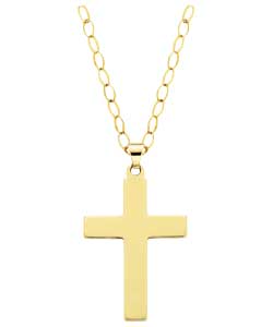 9ct Gold Cross Pendant - 22in Belcher Chain