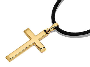 9ct gold Cross with Black Silk Cord 186606