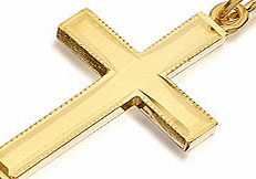 9ct Gold Cross With Millegrain Pattern Border