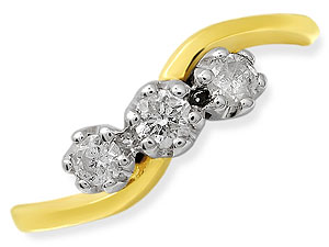 9ct gold Crossover Diamond Trilogy Ring - 1/4ct 045860-L