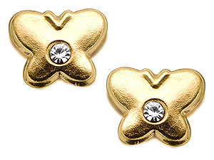9ct Gold Crystal Butterfly Andralok Earrings