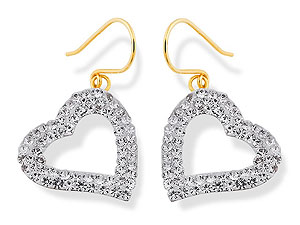 9ct Gold Crystal Heart Earrings 071009